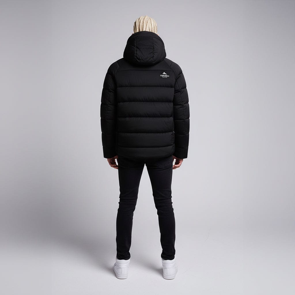 Helvetica Mountain Pioneers Sniper Hooded Down Jacket — XS — Detail View
