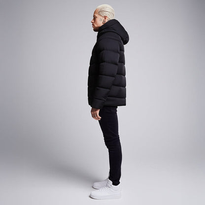 Helvetica Mountain Pioneers Sniper Hooded Down Jacket — XS — Lifestyle View