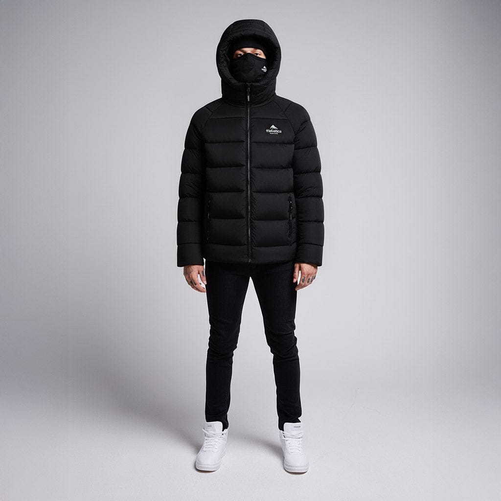 Helvetica Mountain Pioneers Sniper Hooded Down Jacket — XS — Side View