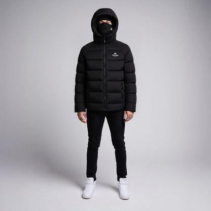 Helvetica Mountain Pioneers Sniper Hooded Down Jacket — XS — Side View