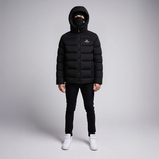 Helvetica Mountain Pioneers Sniper Hooded Down Jacket — XS — Side View