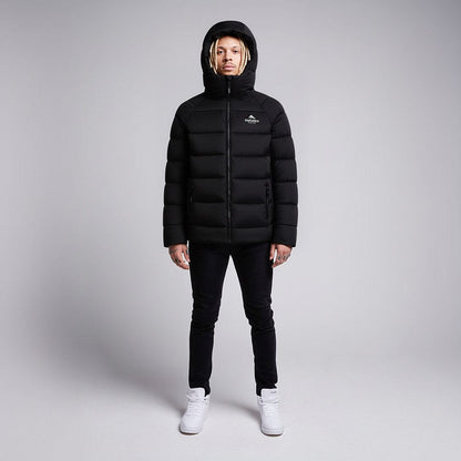 Helvetica Mountain Pioneers Sniper Hooded Down Jacket — XS — Top View