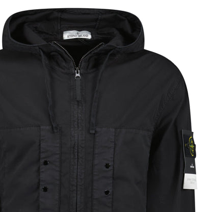 Stone Island Black Chest Pocket Hooded Jacket — S — Detail View