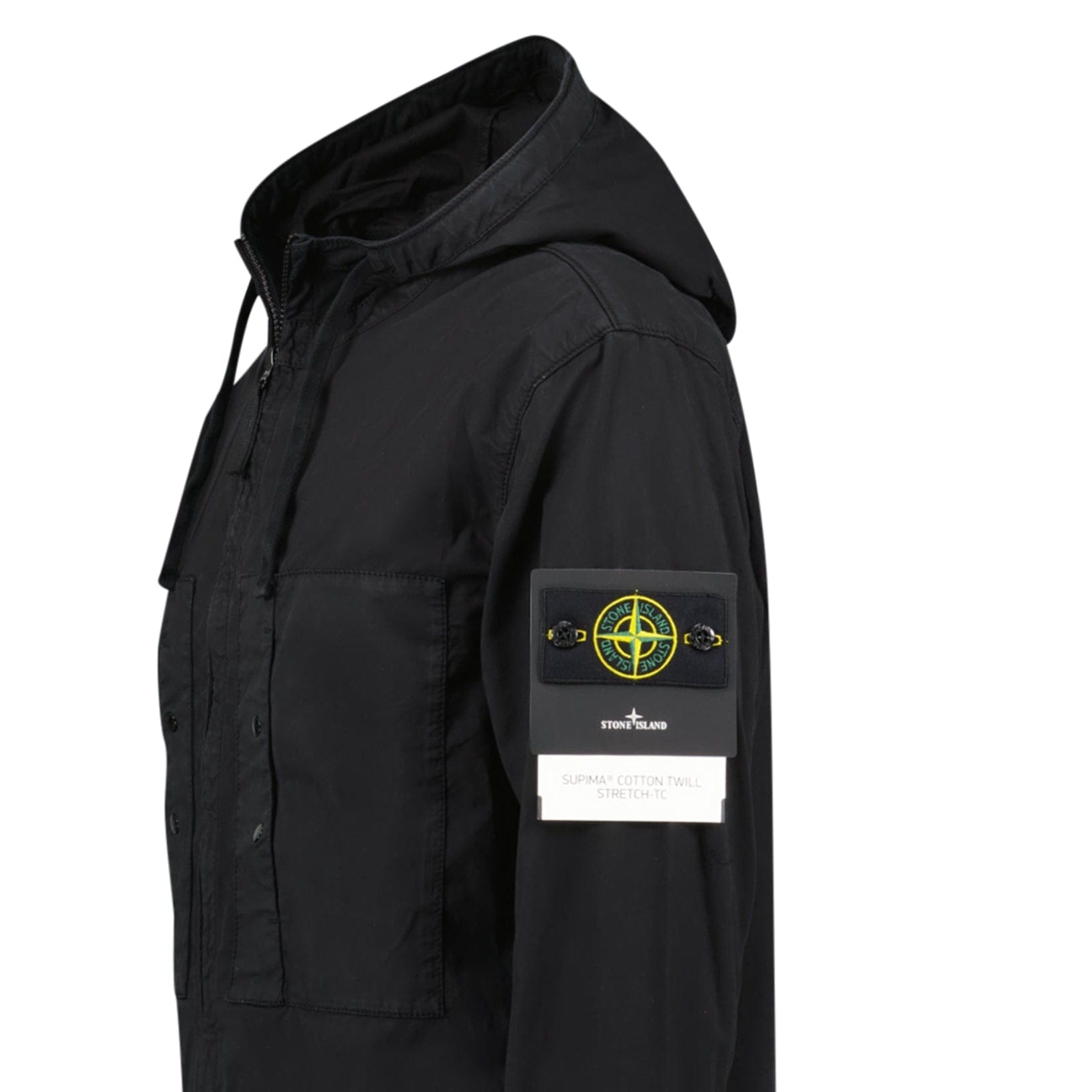 Stone Island Black Chest Pocket Hooded Jacket — S — Top View