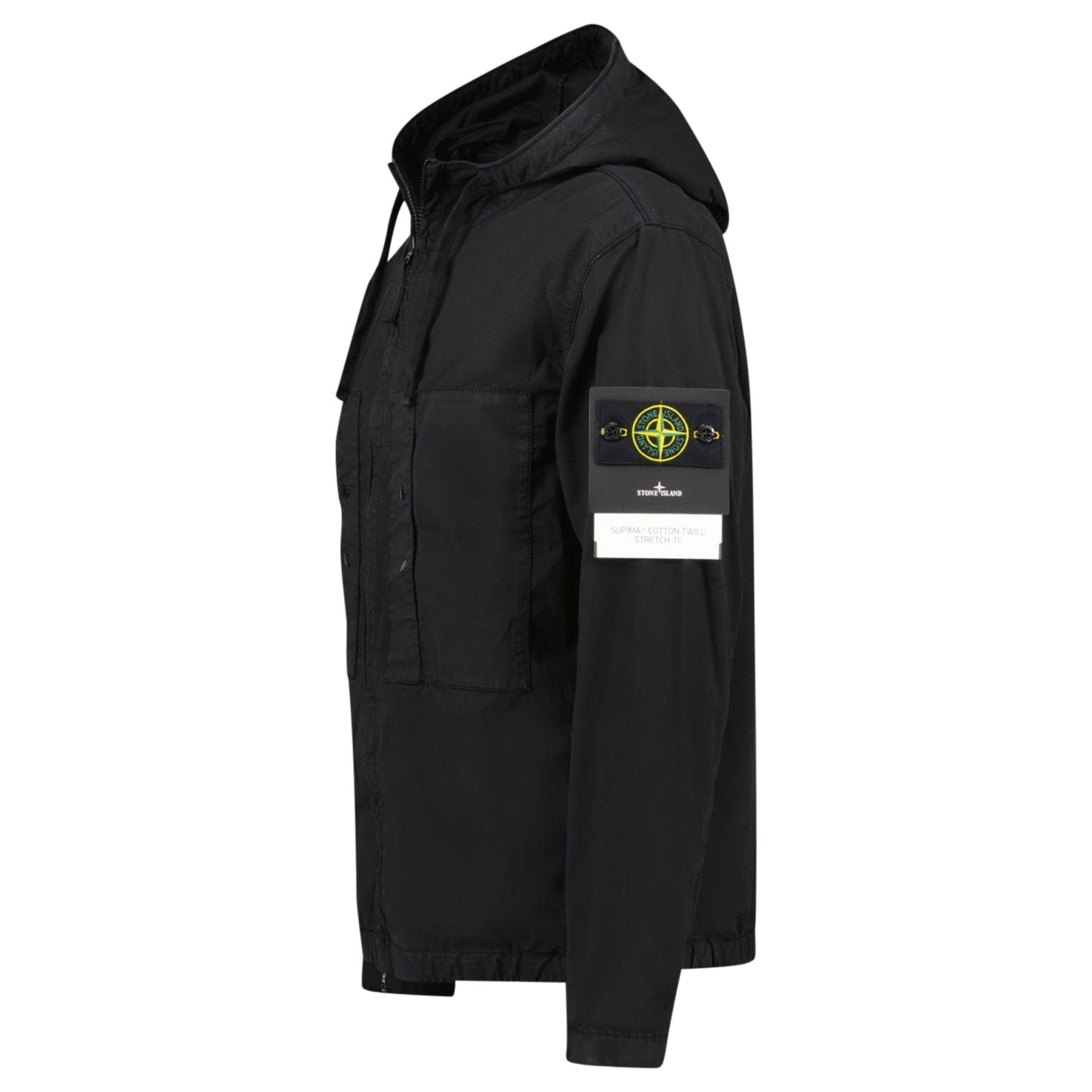 Stone Island Black Chest Pocket Hooded Jacket — S — Back View