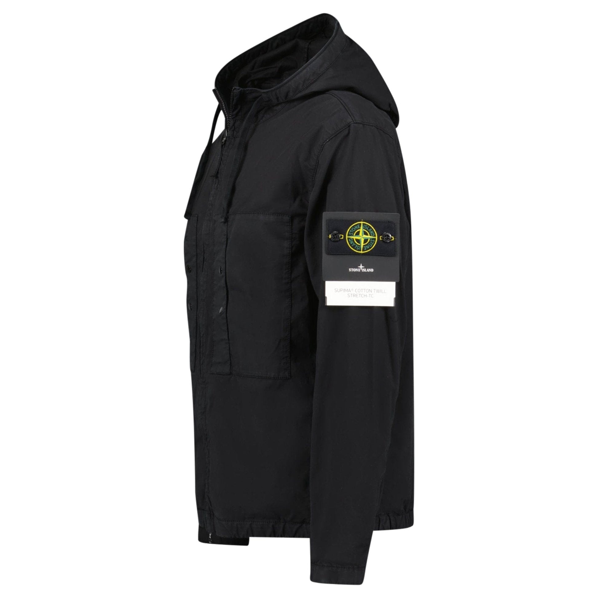 Stone Island Black Chest Pocket Hooded Jacket — S — Back View