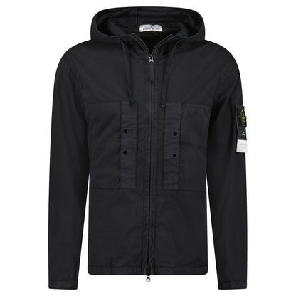 Stone Island Black Chest Pocket Hooded Jacket — S — Front View