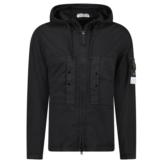 Stone Island Black Chest Pocket Hooded Jacket — S — Front View