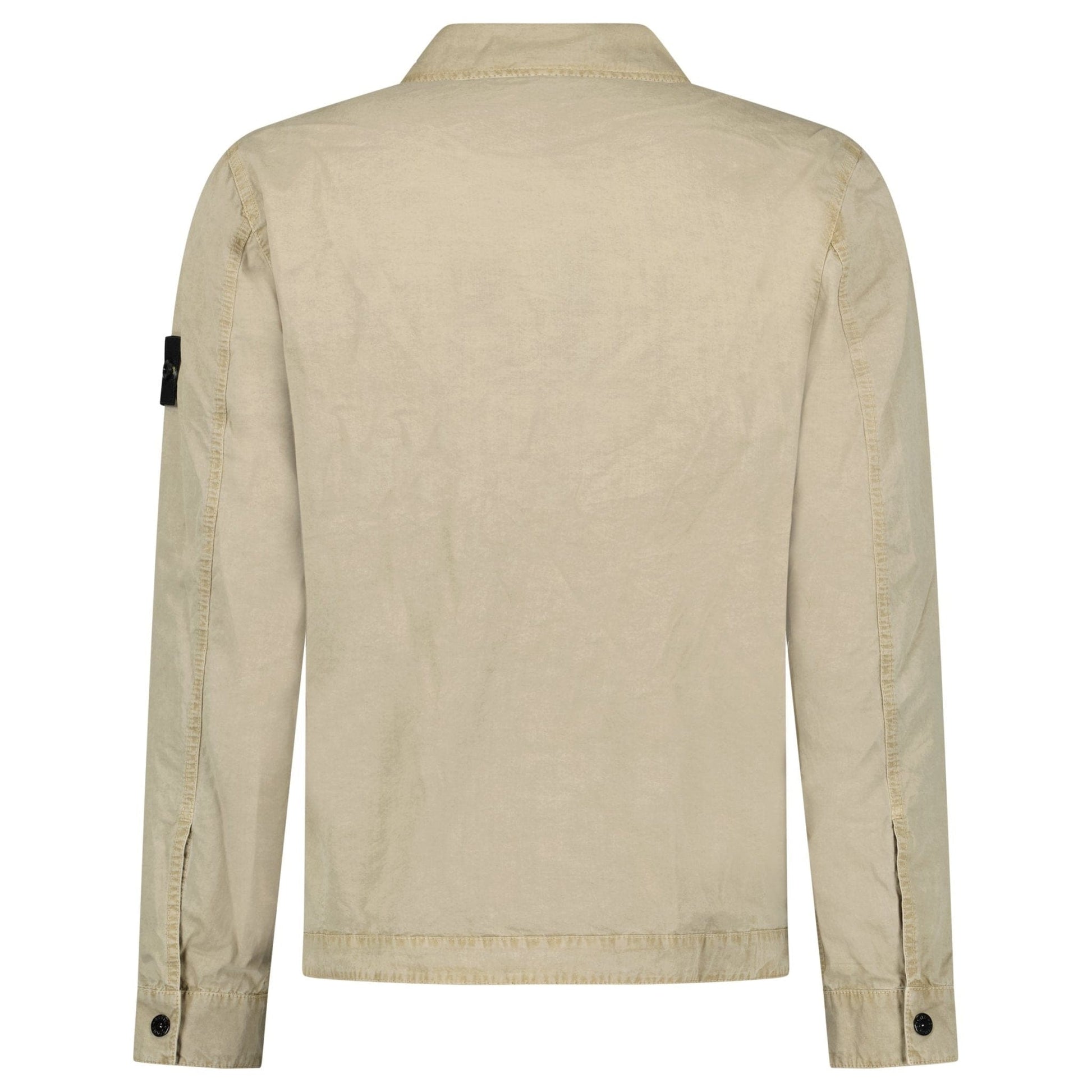 Stone Island Brushed Organic Cotton Canvas Overshirt in Desert — S — Top View