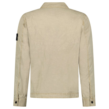 Stone Island Brushed Organic Cotton Canvas Overshirt in Desert — S — Top View