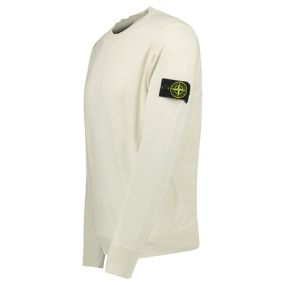 Stone Island Compass Badge Organic Cotton Crewneck Sweatshirt Sand — S — Side View