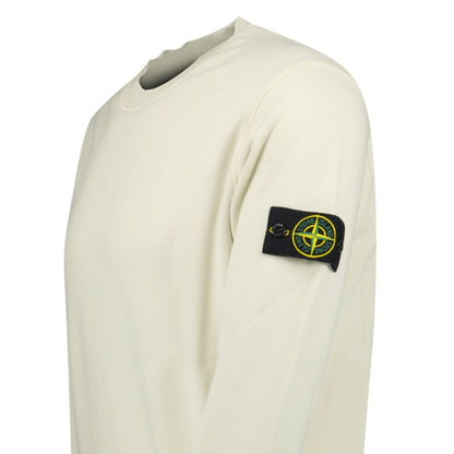 Stone Island Compass Badge Organic Cotton Crewneck Sweatshirt Sand — S — Back View