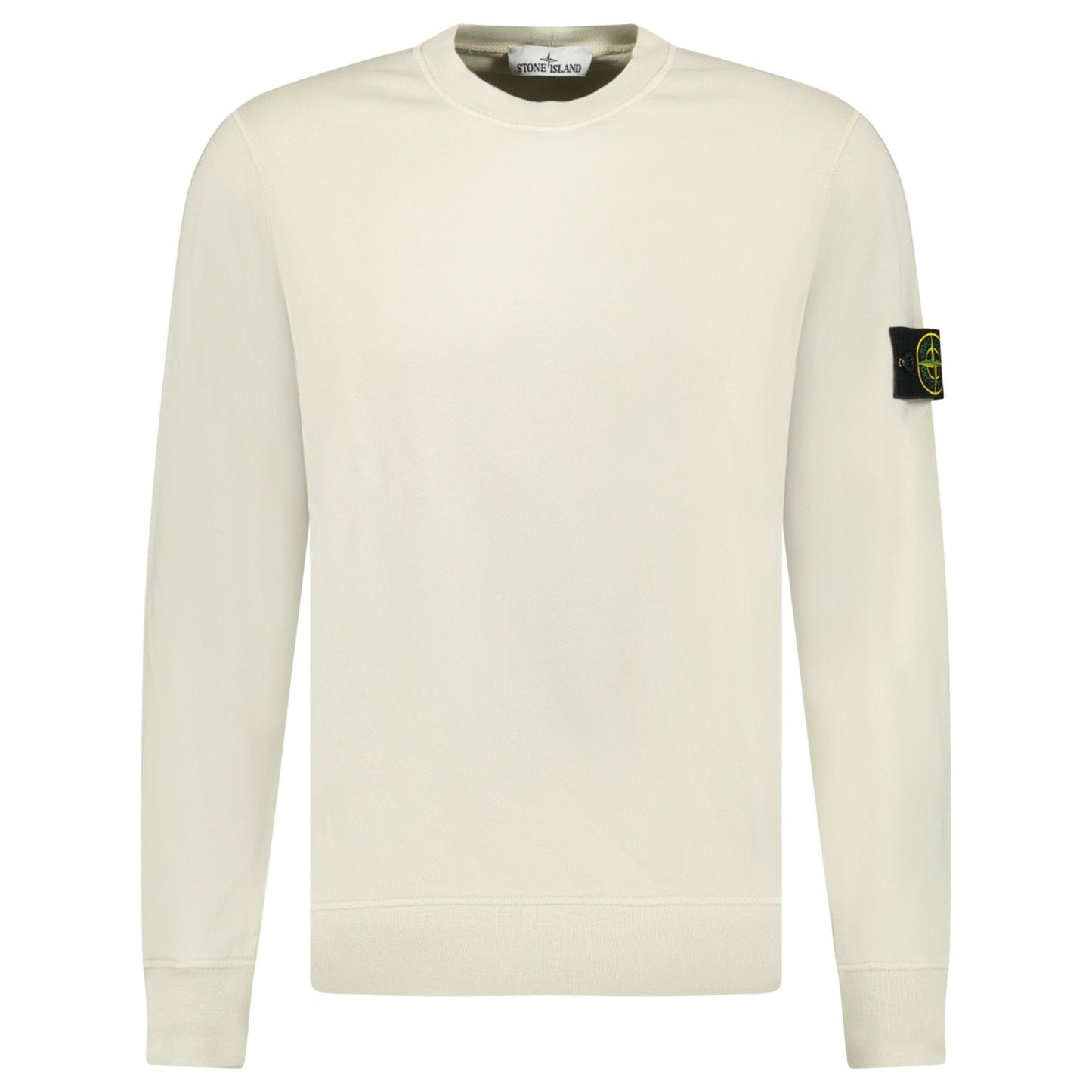 Stone Island Compass Badge Organic Cotton Crewneck Sweatshirt Sand — S — Front View