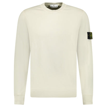 Stone Island Compass Badge Organic Cotton Crewneck Sweatshirt Sand — S — Front View