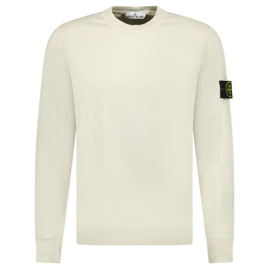 Stone Island Compass Badge Organic Cotton Crewneck Sweatshirt Sand — S — Front View