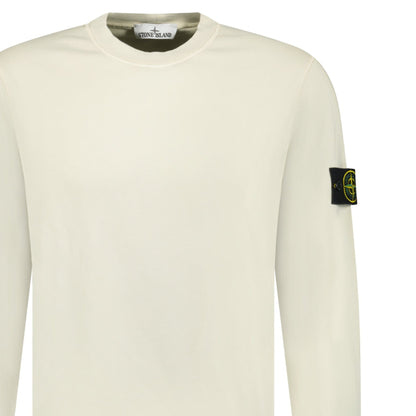 Stone Island Compass Badge Organic Cotton Crewneck Sweatshirt Sand — S — Top View
