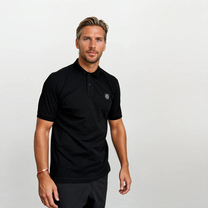 Stone Island Compass Badge Polo T-Shirt Slim Fit Black — S — Side View
