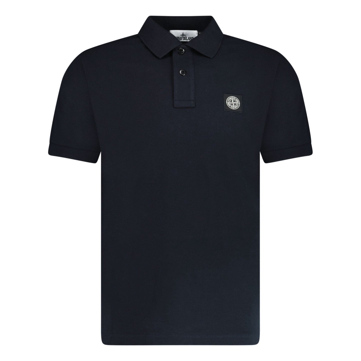 Stone Island Compass Badge Polo T-Shirt Slim Fit Black — S — Front View