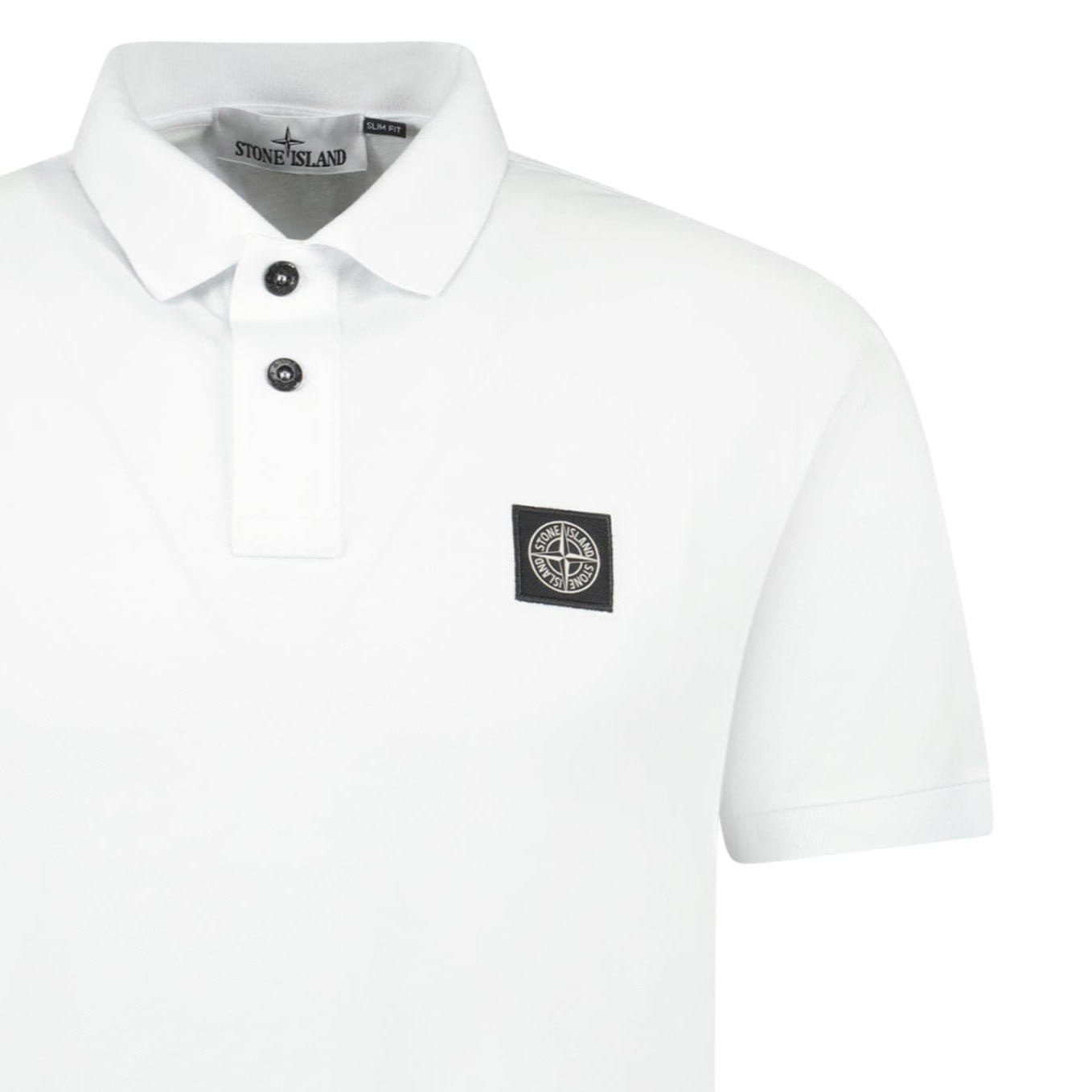 Stone Island Compass Badge Polo T-Shirt Slim Fit White — S — Back View