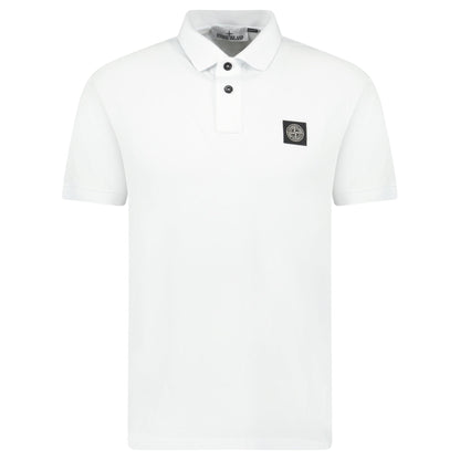 Stone Island Compass Badge Polo T-Shirt Slim Fit White — S — Front View