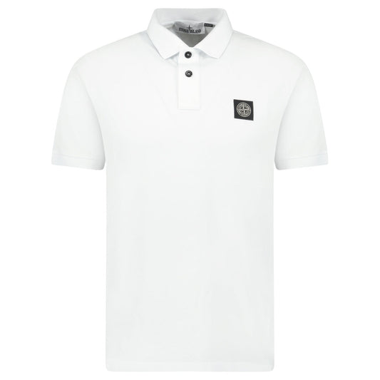 Stone Island Compass Badge Polo T-Shirt Slim Fit White — S — Front View