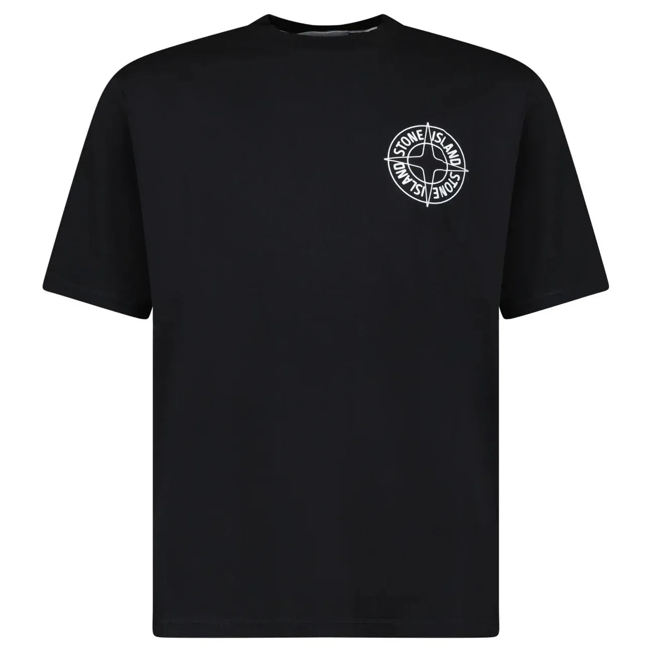 Stone Island Compass-Print Crewneck T-Shirt in Black — S — Front View