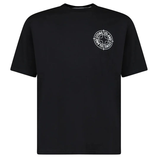 Stone Island Compass-Print Crewneck T-Shirt in Black — S — Front View