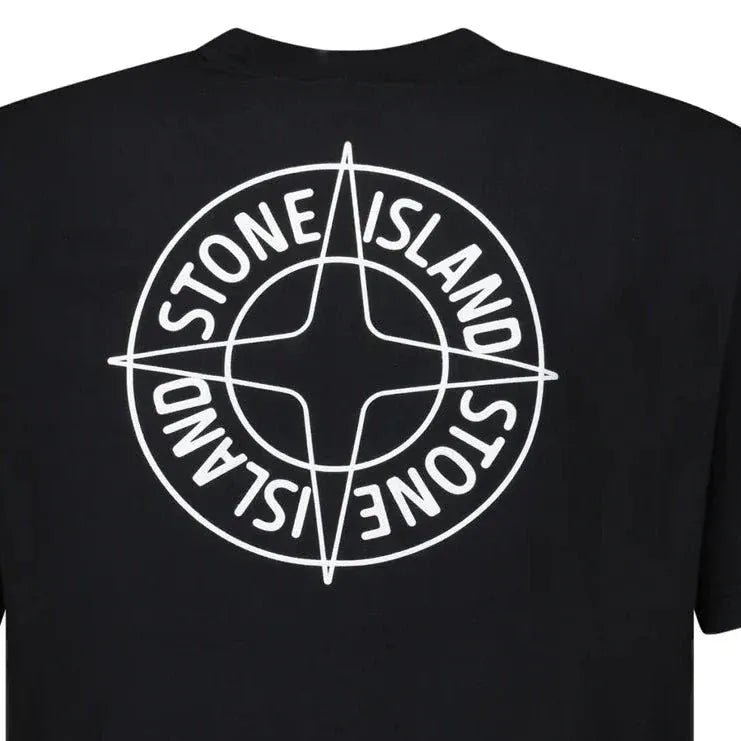Stone Island Compass-Print Crewneck T-Shirt in Black — S — Top View