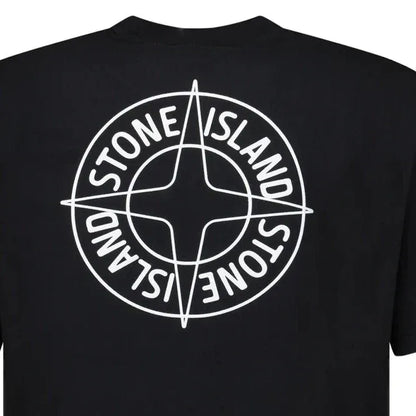 Stone Island Compass-Print Crewneck T-Shirt in Black — S — Top View