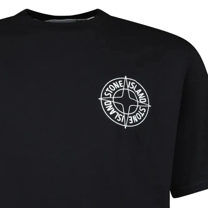 Stone Island Compass-Print Crewneck T-Shirt in Black — S — Detail View
