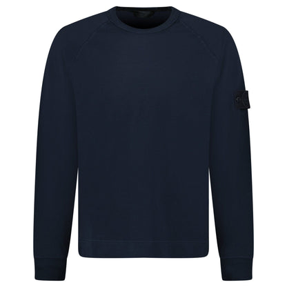 Stone Island Ghost Badge Crewneck Sweatshirt Navy — S — Front View