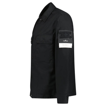 Stone Island Ghost Compass Twill Wool-TC Overshirt Black — M — Side View