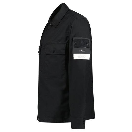 Stone Island Ghost Compass Twill Wool-TC Overshirt Black — M — Side View