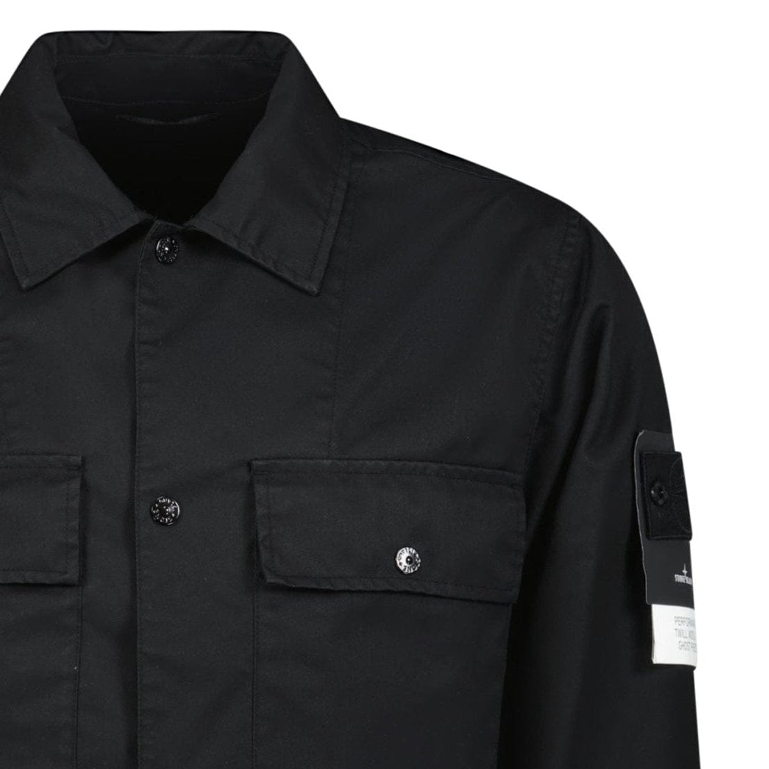 Stone Island Ghost Compass Twill Wool-TC Overshirt Black — M — Back View