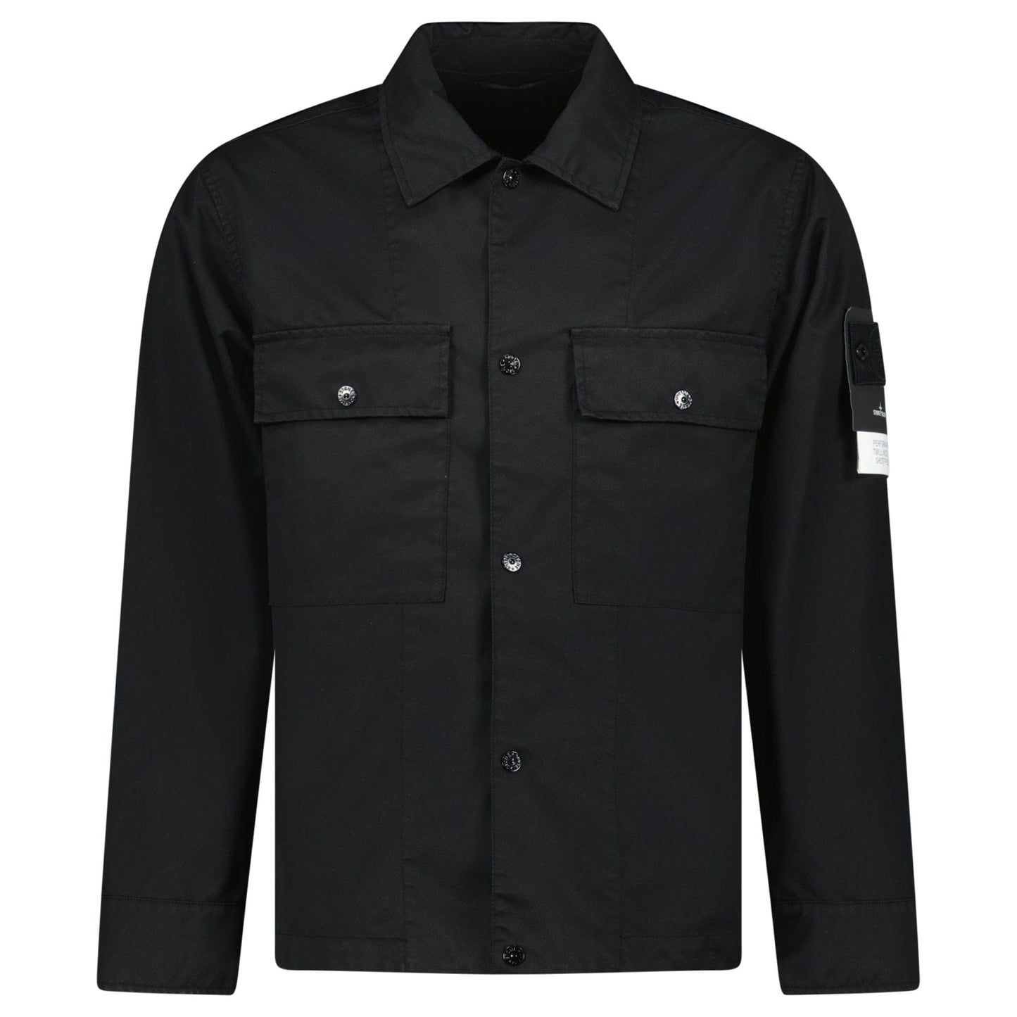 Stone Island Ghost Compass Twill Wool-TC Overshirt Black — M — Front View