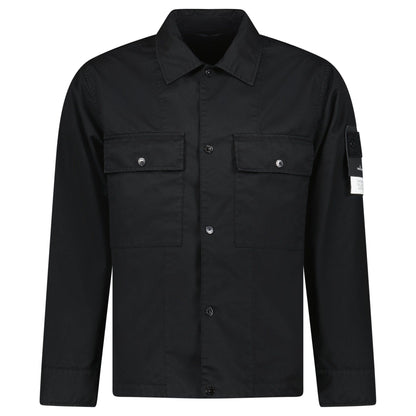 Stone Island Ghost Compass Twill Wool-TC Overshirt Black — M — Front View