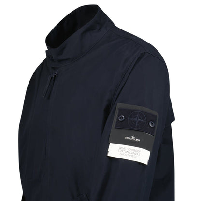 Stone Island Ghost Weatherproof Cotton Canvas Jacket Navy — S — Top View