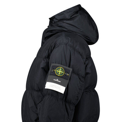 Stone Island Hooded Down Crinkle Reps NY Jacket in Black — S — Detail View