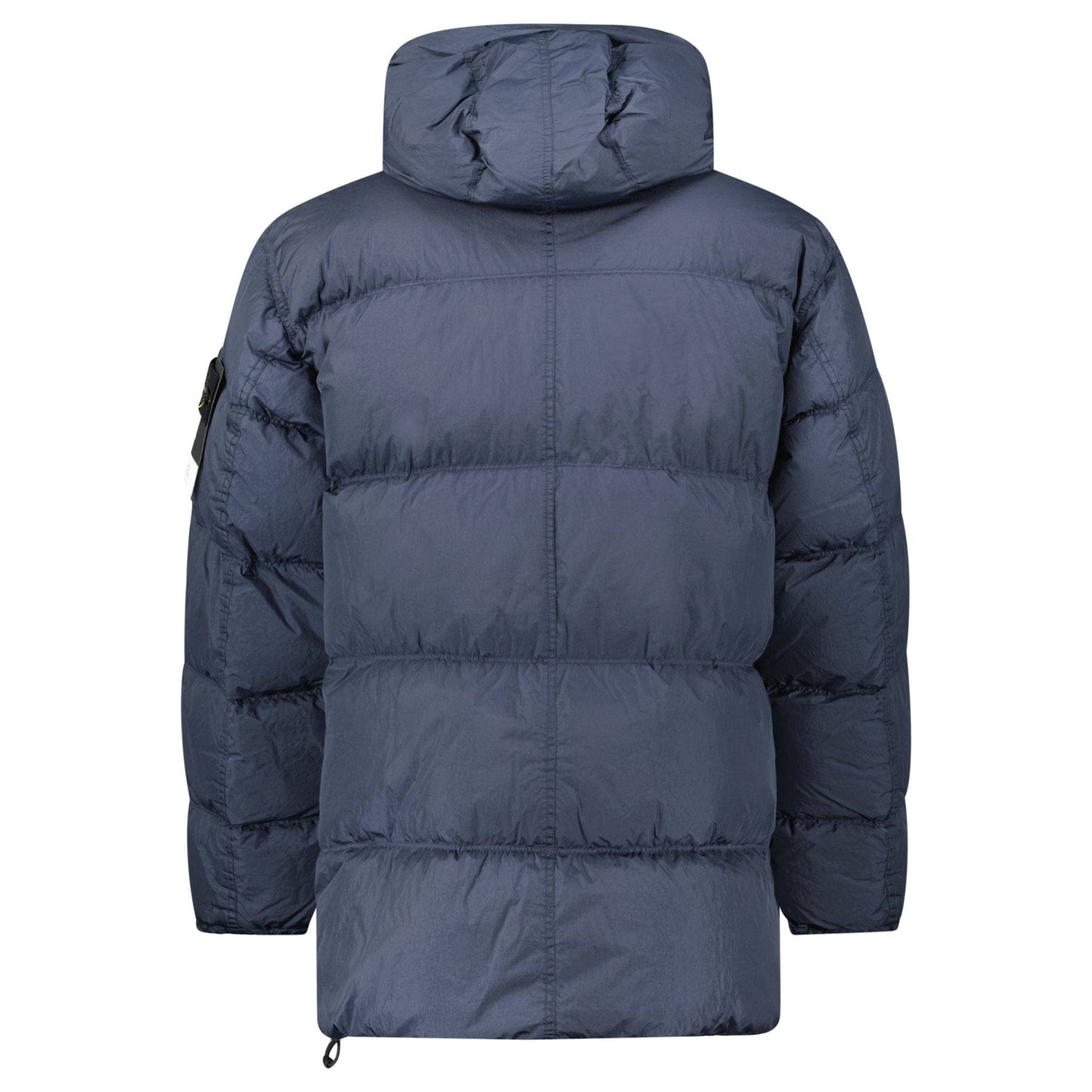 Stone Island Hooded Down Crinkle Reps NY Jacket in Navy — S — Back View
