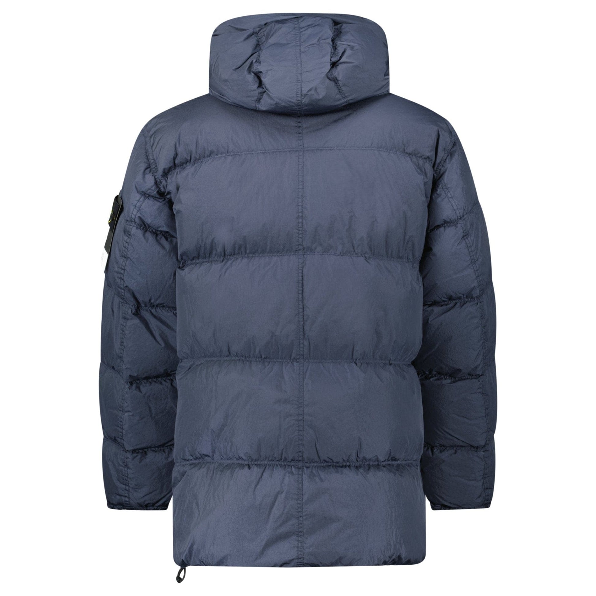 Stone Island Hooded Down Crinkle Reps NY Jacket in Navy — S — Back View