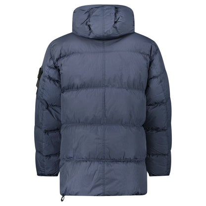 Stone Island Hooded Down Crinkle Reps NY Jacket in Navy — S — Back View