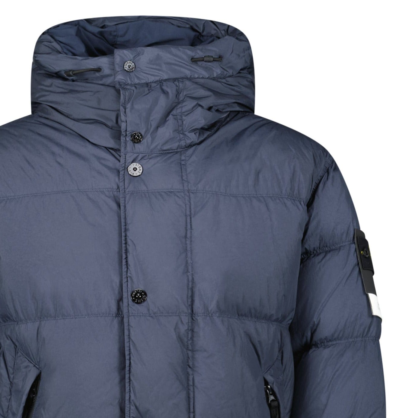 Stone Island Hooded Down Crinkle Reps NY Jacket in Navy — S — Top View