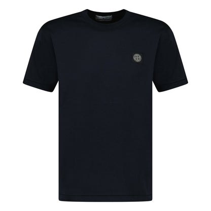 Stone Island Slim-Fit Short-Sleeve T-Shirt With Compass Patch Navy — S — Front View