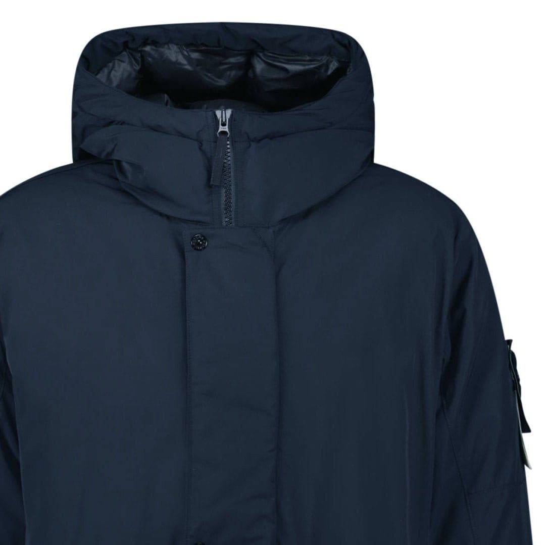 Stone Island Micro Twill Long Parka in Navy — M — Top View