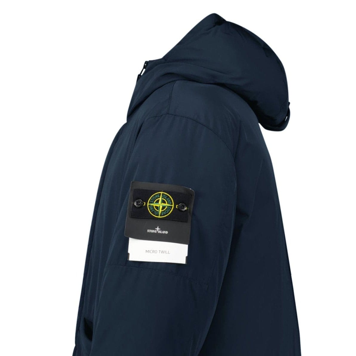 Stone Island Micro Twill Long Parka in Navy — M — Detail View