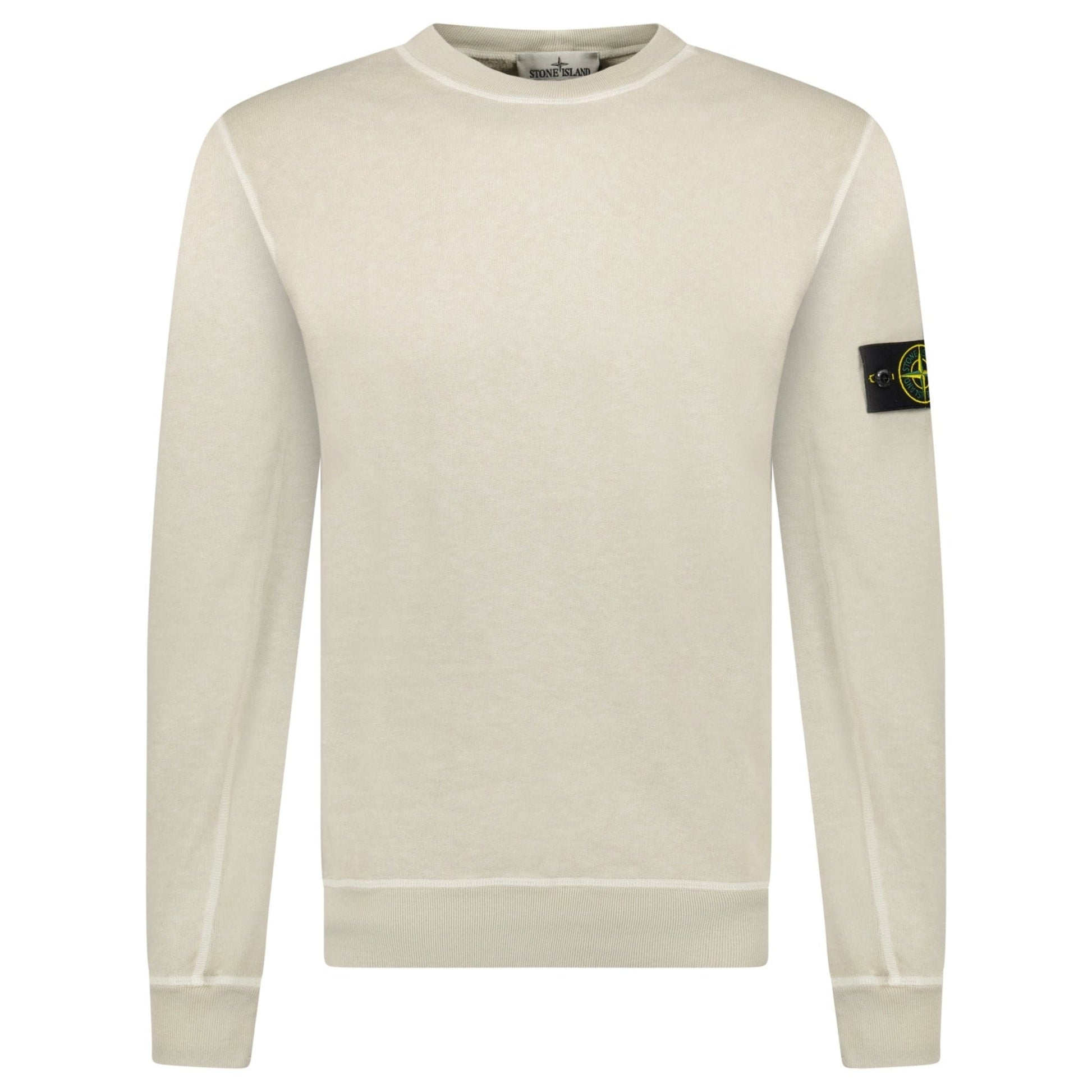 Stone Island Old Effect Crewneck Sweatshirt Beige — S — Front View