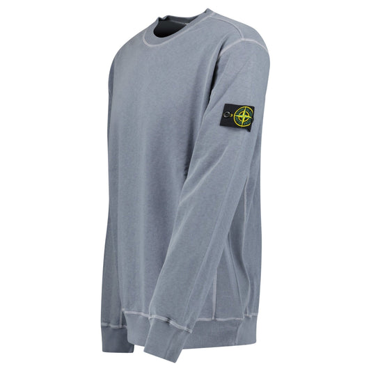 Stone Island Old Effect Crewneck Sweatshirt Dark Blue — S — Side View