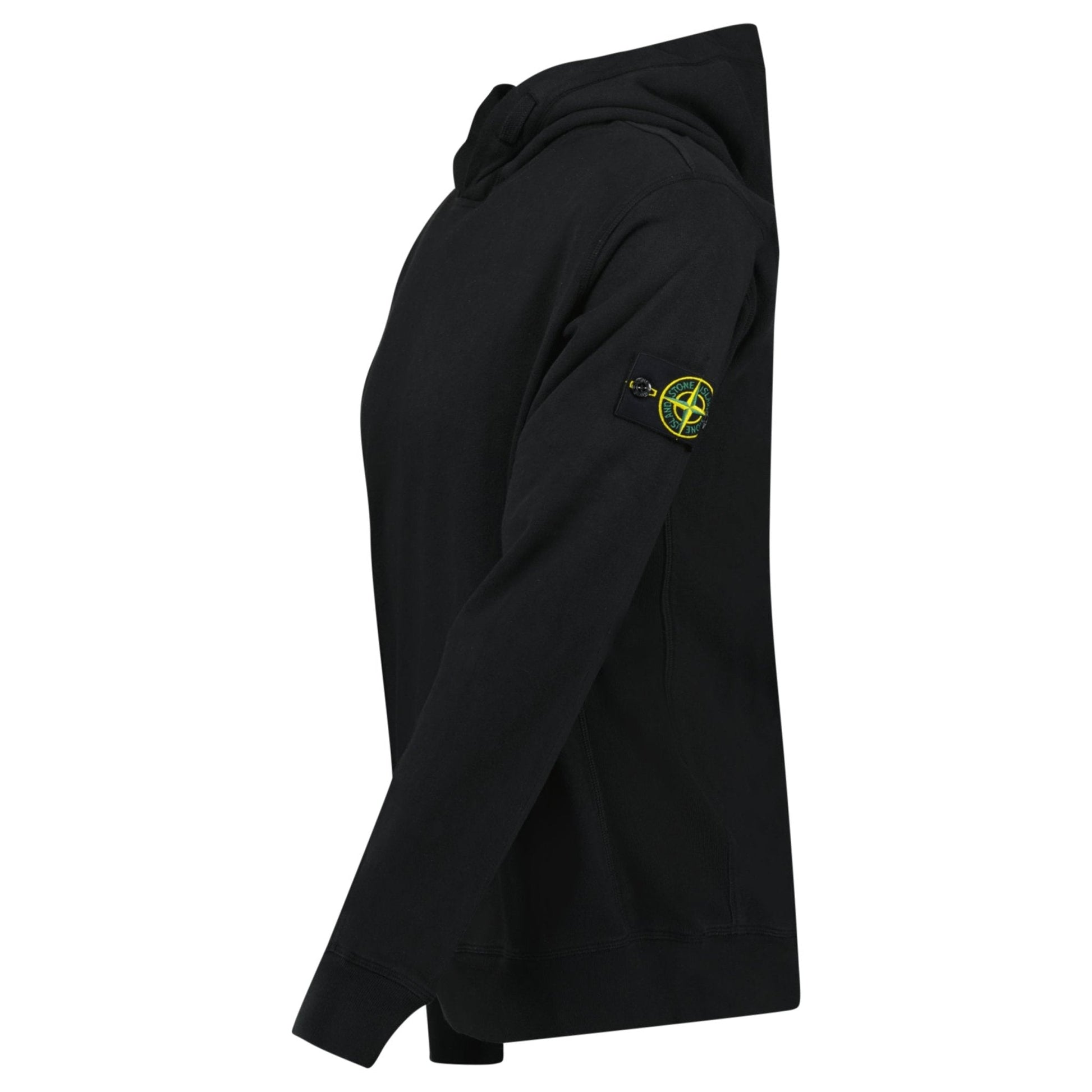 Stone Island ‘Old’ Treatment Hooded Sweatshirt In Black — S — Side View