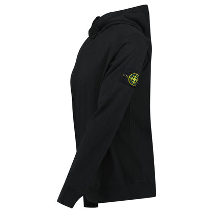 Stone Island ‘Old’ Treatment Hooded Sweatshirt In Black — S — Side View
