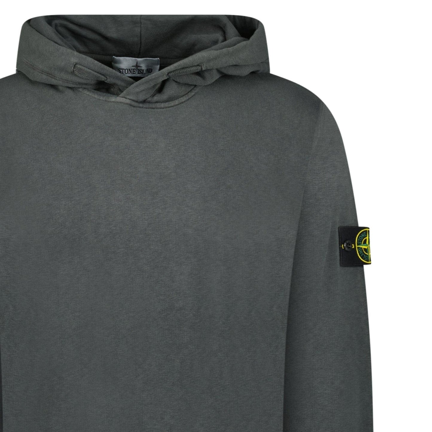 Stone Island ‘Old’ Treatment Hooded Sweatshirt In Charcoal Grey — S — Side View